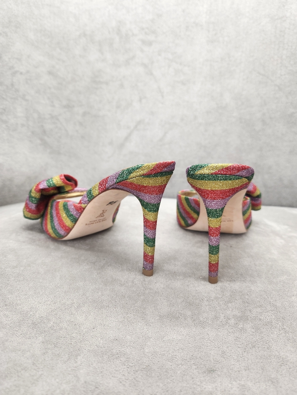 Antonio Melani The Nat Note Dress Mules 9.5 Rainbow Striped Julieta Bow New $180 - Picture 11 of 17